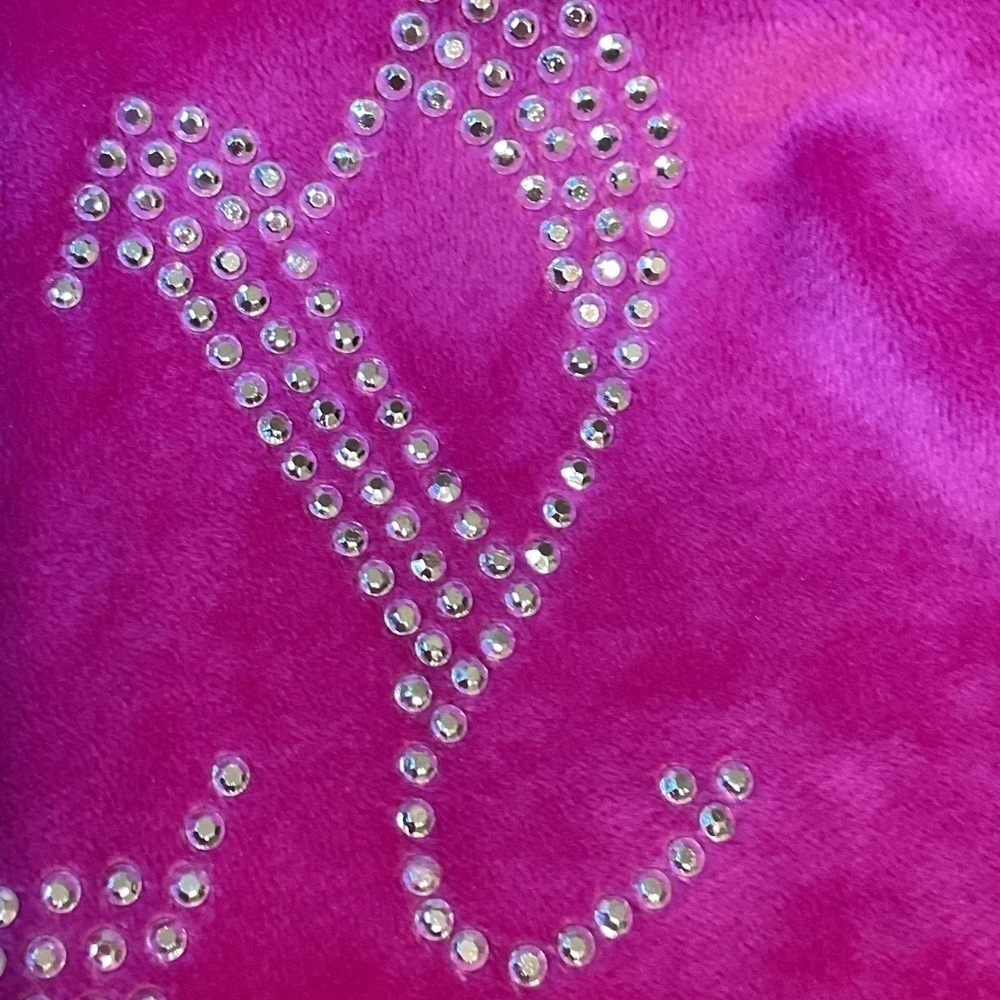 Y2K Juicy Couture Cropped Rhinestone Magenta Hoodie Pink Velour meangirls - Picture 4 of 7